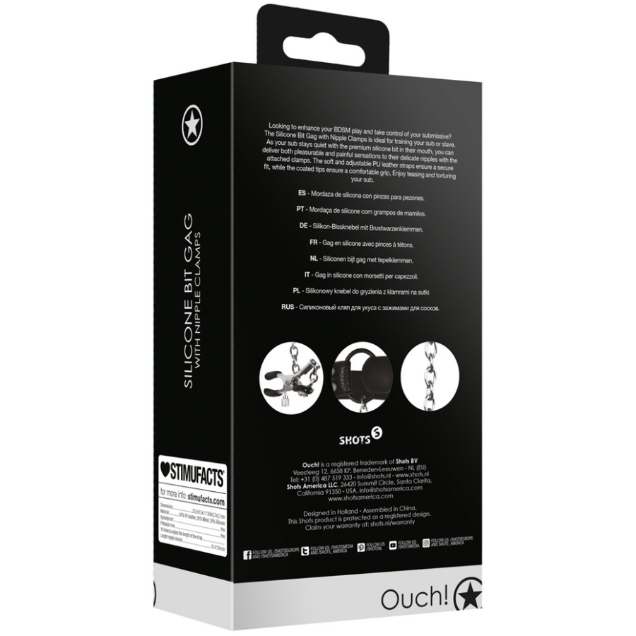 Bâillon avec Pinces Tétons Nipple Gag Noir