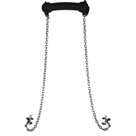 Bâillon avec Pinces Tétons Nipple Gag Noir