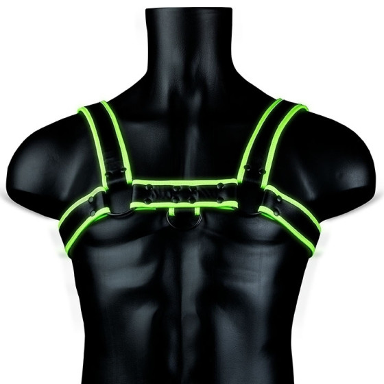 Harnais phosphorescent Bulldog Glow Noir-Vert Néon