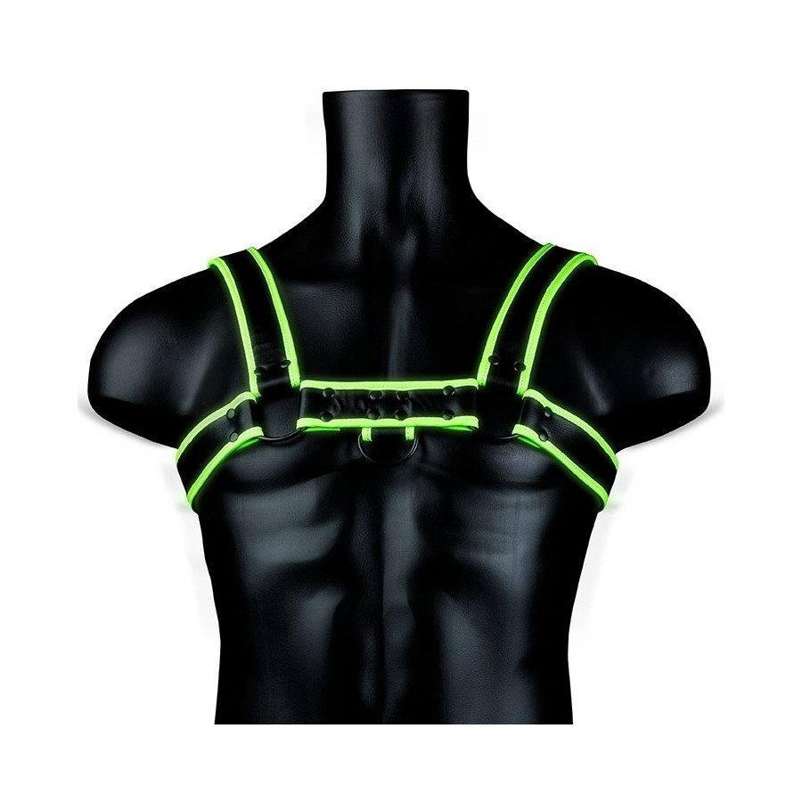 Harnais phosphorescent Bulldog Glow Noir-Vert Néon