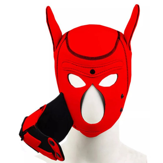 Cagoule Puppy Fox Néoprène Rouge-Noir