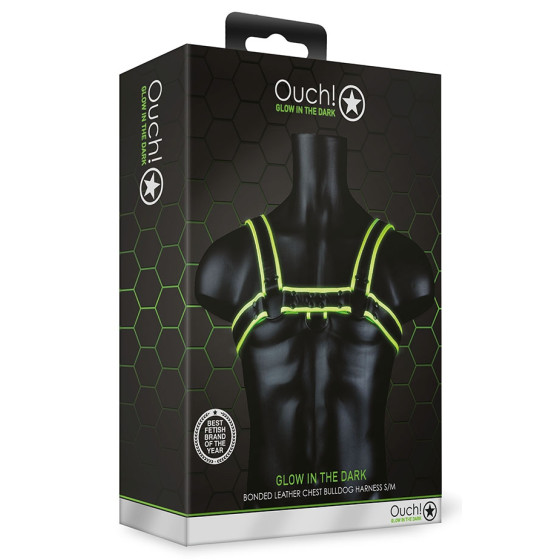 Harnais phosphorescent Bulldog Glow Noir-Vert Néon