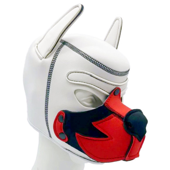 Cagoule Puppy Fox Néoprène Blanc-Rouge