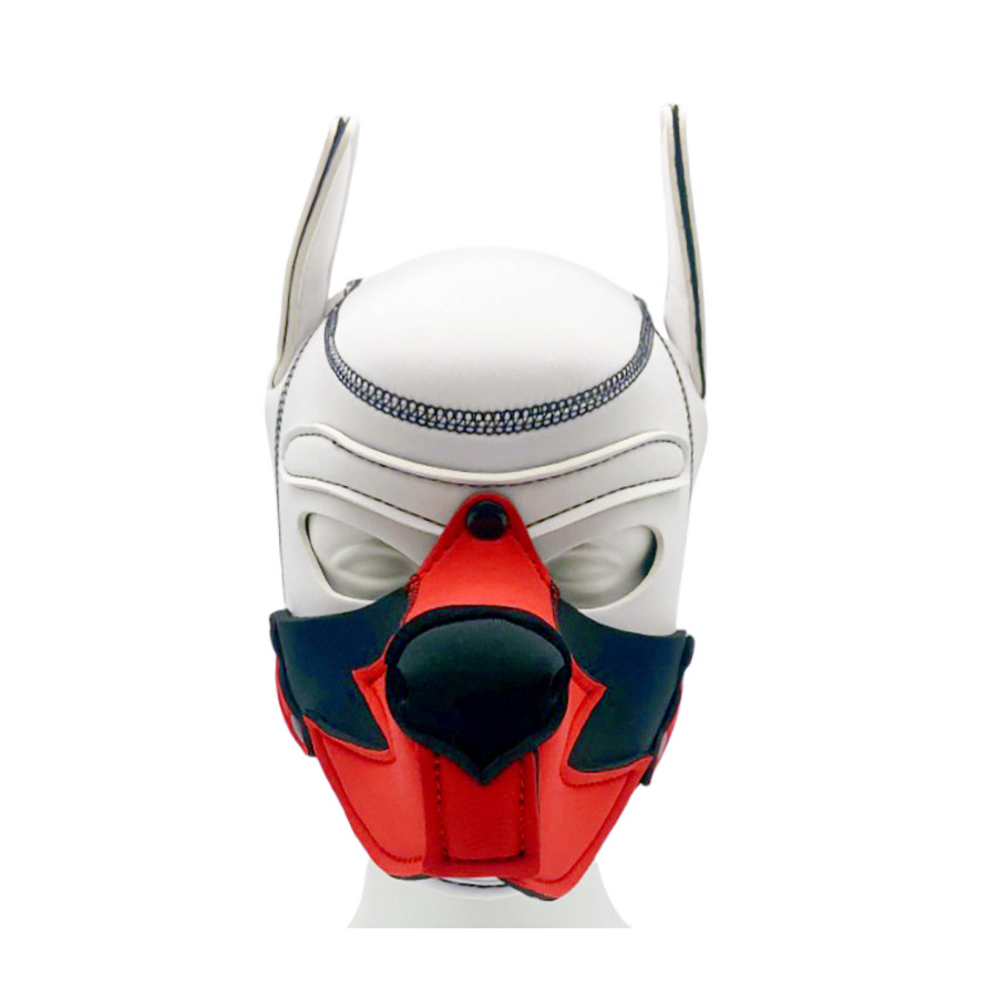 Cagoule Puppy Fox Néoprène Blanc-Rouge