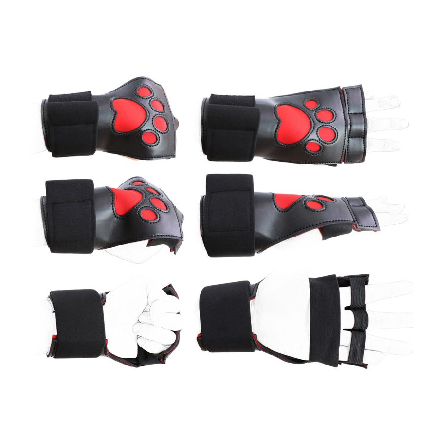 Gants Puppy Dog Paw Noir-Rouge