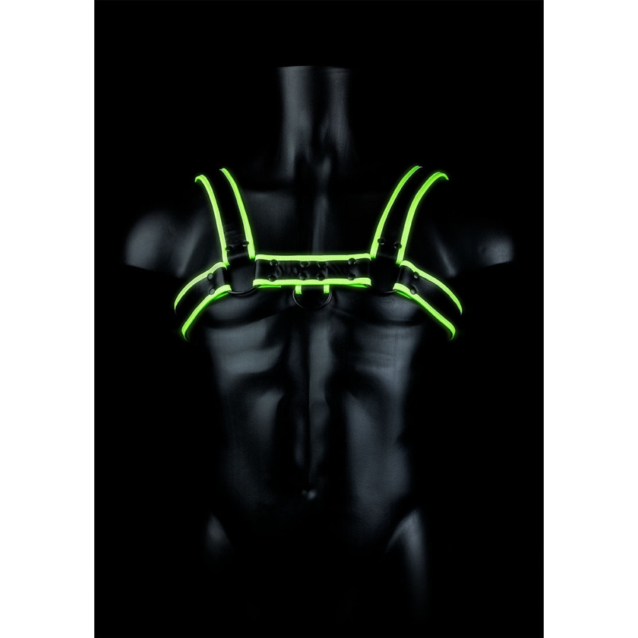 Harnais phosphorescent Bulldog Glow Noir-Vert Néon