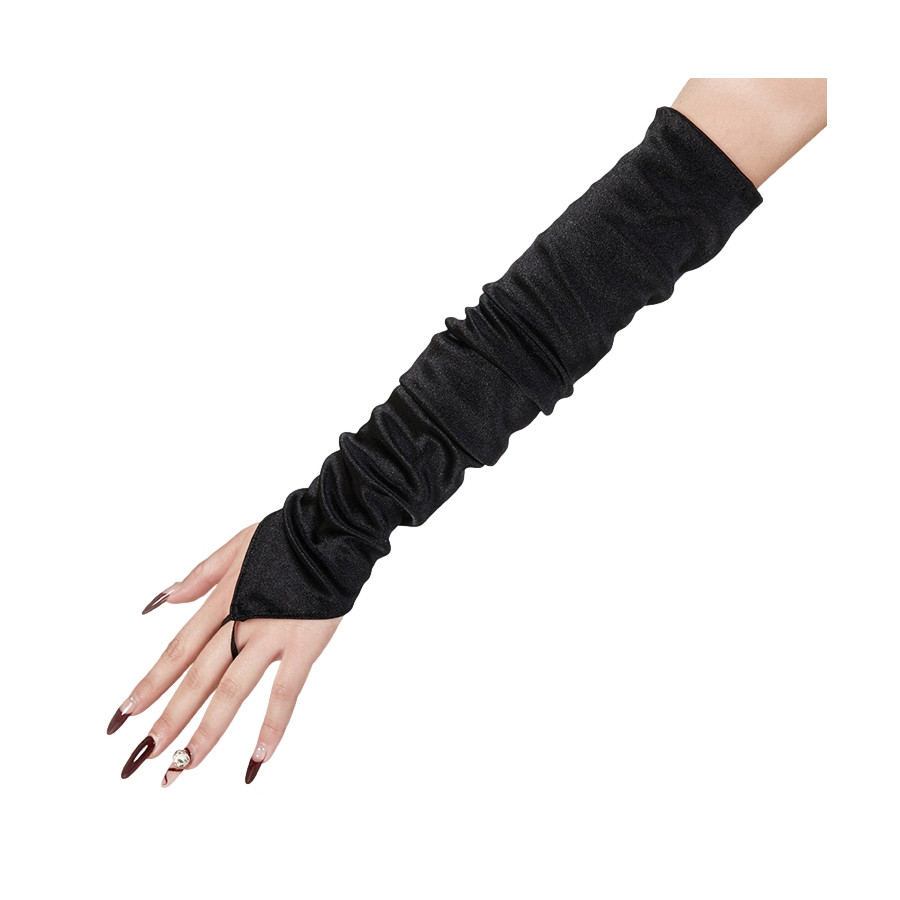 Black Shiny Gloves Long Mitts