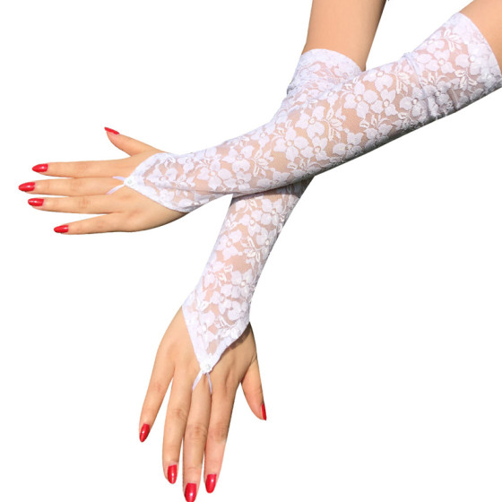 NESSA Long Mitts White