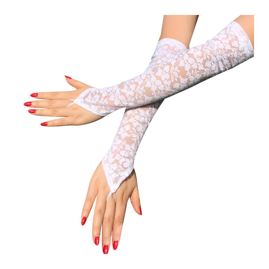 NESSA Long Mitts White