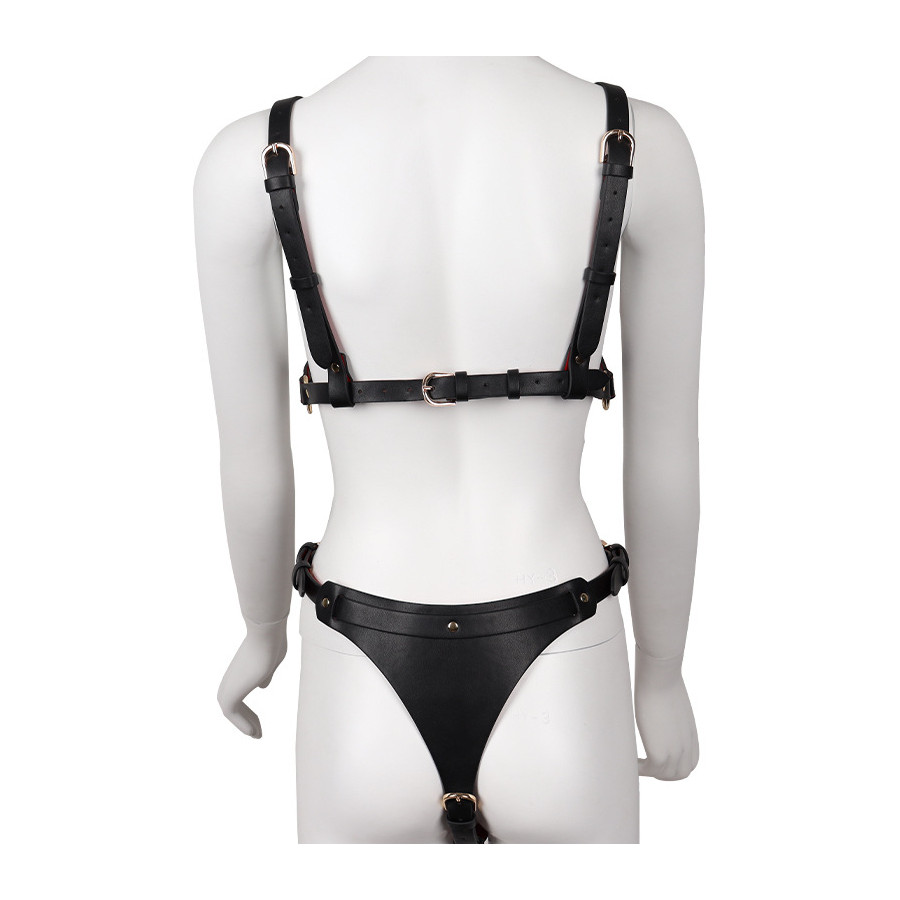 Leathcrossed 2-Piece Open Set Black and Red