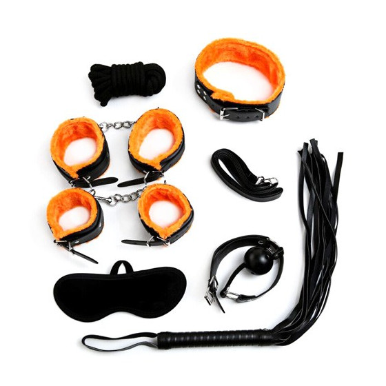 Kit Bondage 7 Pièces Noir/Orange