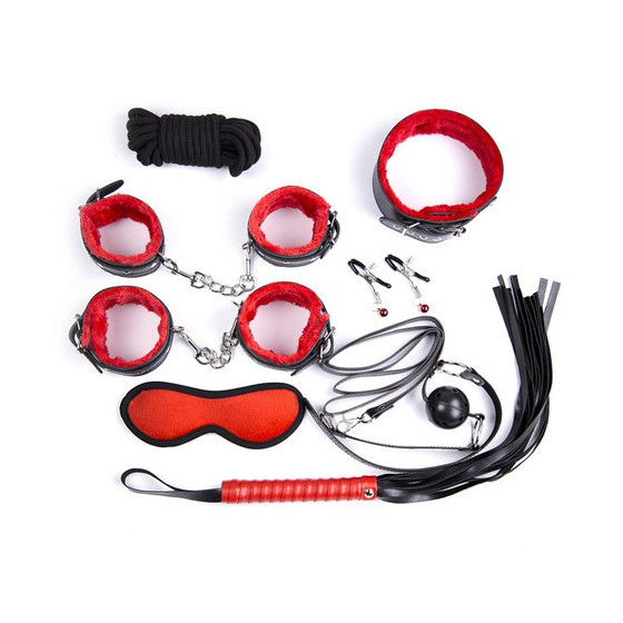 Pack Bondage SM 10 pièces Rouge
