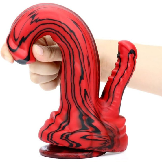 Double Dildo Dobhorse 18 x 7cm Red and Black