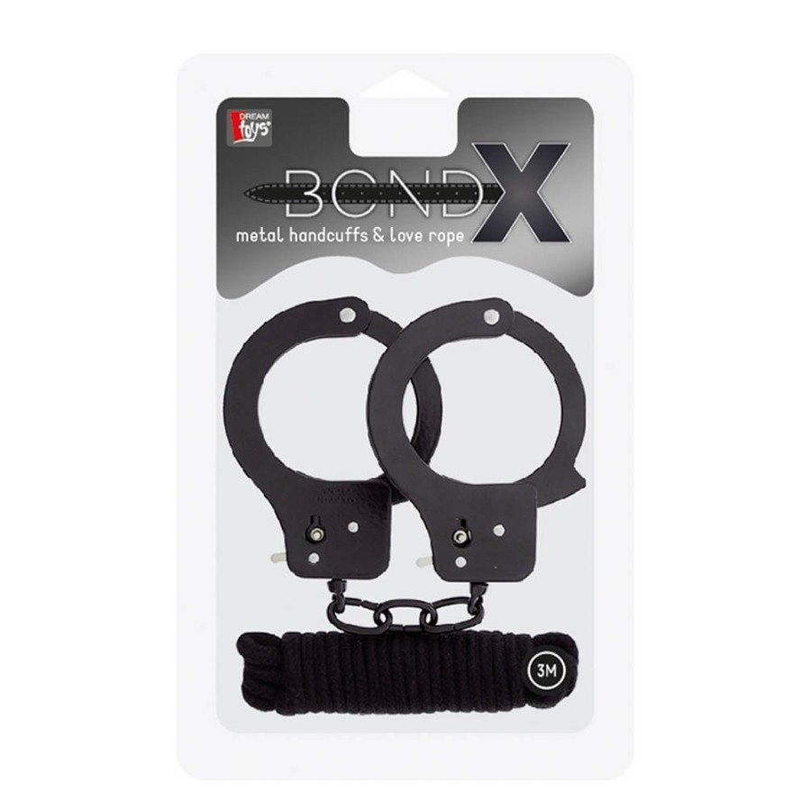 Lot Menottes Metal et Corde 3M noires