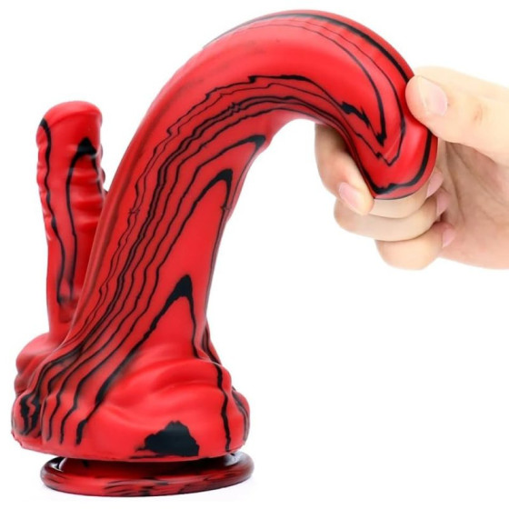 Double Dildo Dobhorse 18 x 7cm Red and Black