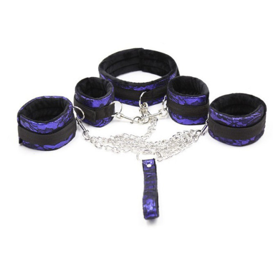 Kit Bondage avec Collier et Menottes Violet