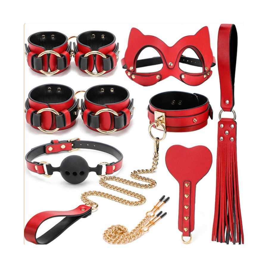 Coffret BDSM Luxury Noir-Rouge 8 Pièces