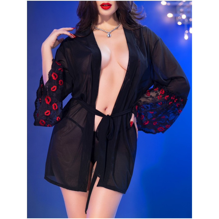 Peignoir Katrina Noir et rouge
