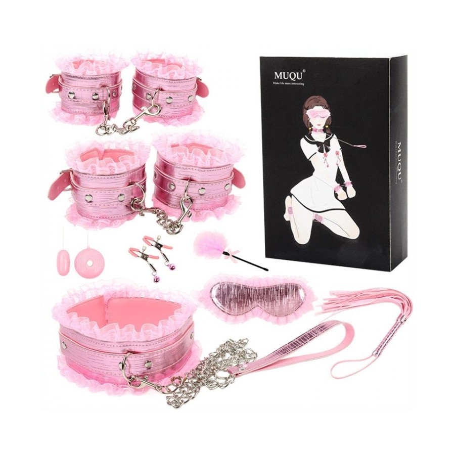 Coffret Bdsm lace Light 8 Pièces Rose