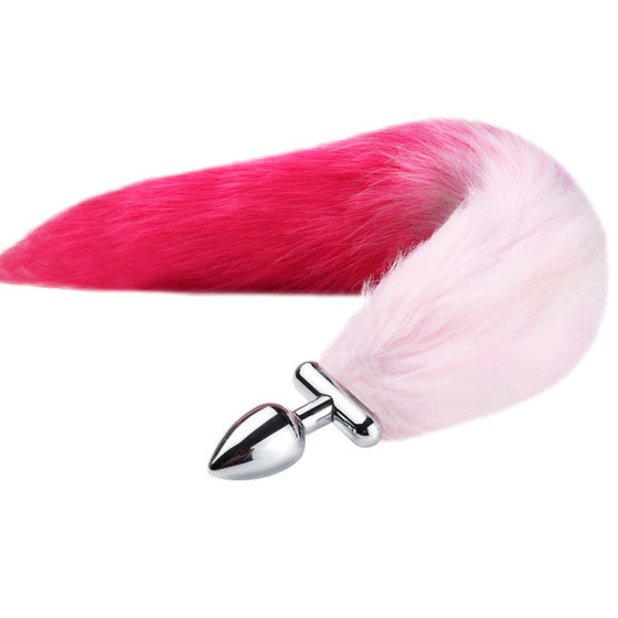 Plug queue de renard convertible bijou Foxy roxy 5.5 x 2.7cm queue 39cm roses