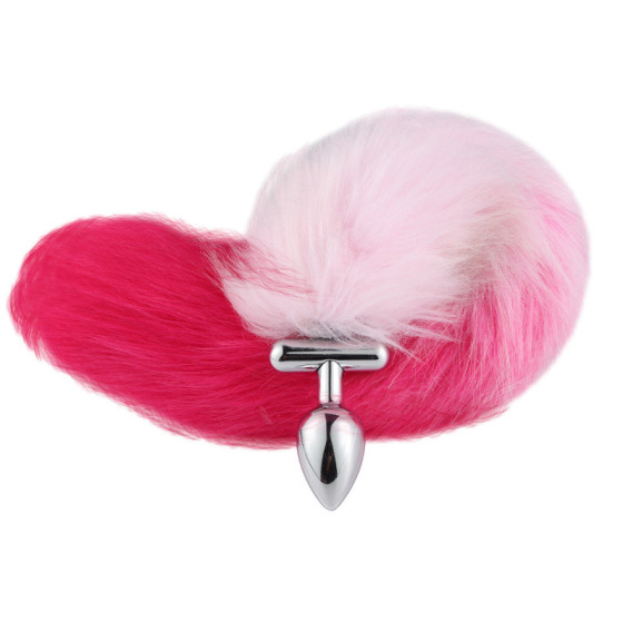 Plug queue de renard convertible bijou Foxy roxy 5.5 x 2.7cm queue 39cm roses