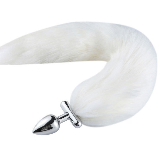 Plug queue de renard convertible bijou Foxy roxy 5.5 x 2.7cm queue 39cm blanche