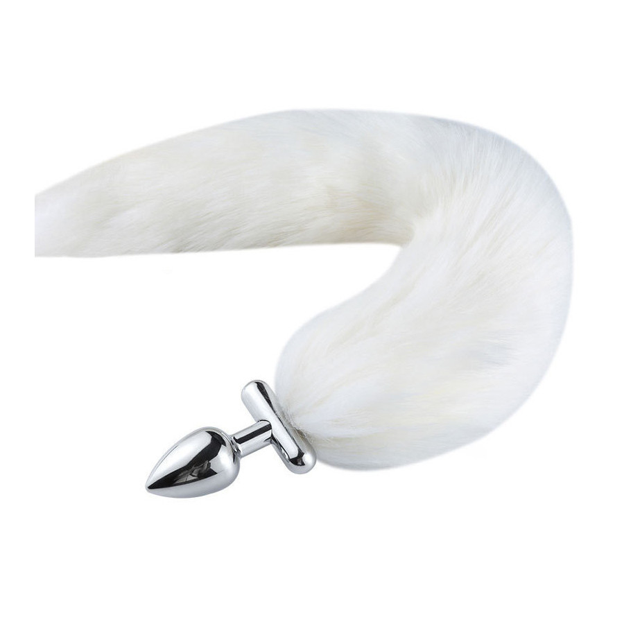 Plug queue de renard convertible bijou Foxy roxy 5.5 x 2.7cm queue 39cm blanche