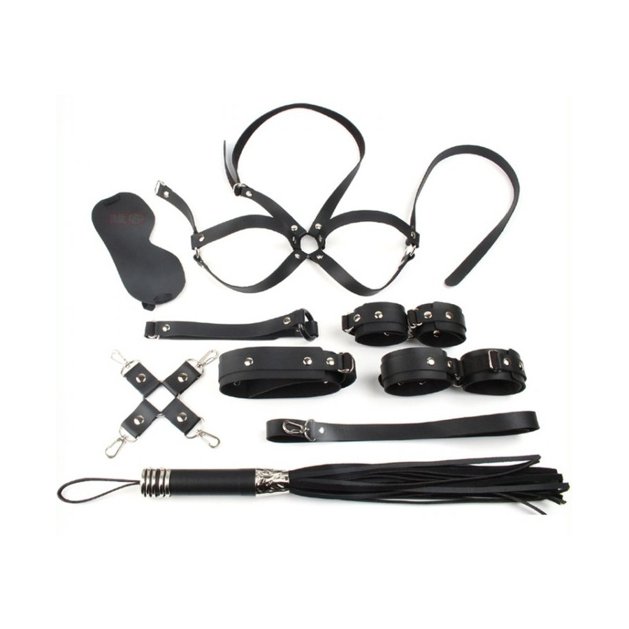 Coffret Bondage SM Obedience 10 Pièces Noir