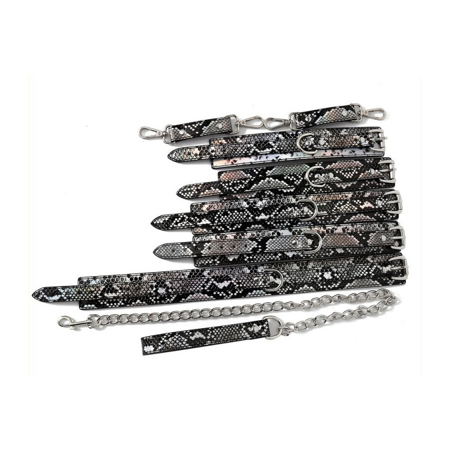 Kit Sm Snakine Collier et Menottes Noir-Argentés