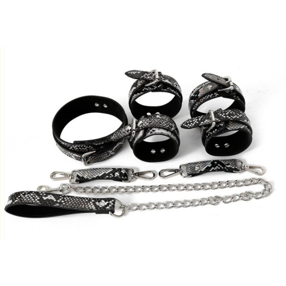 Kit Sm Snakine Collier et Menottes Noir-Argentés