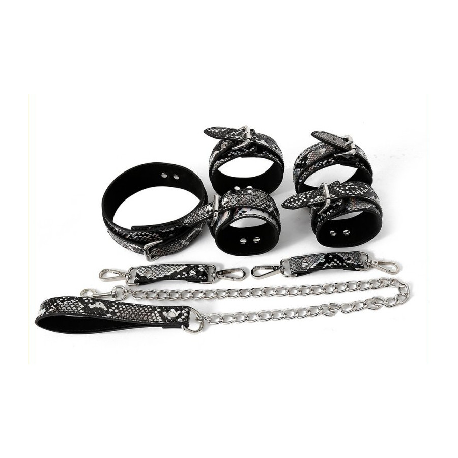 Kit Sm Snakine Collier et Menottes Noir-Argentés