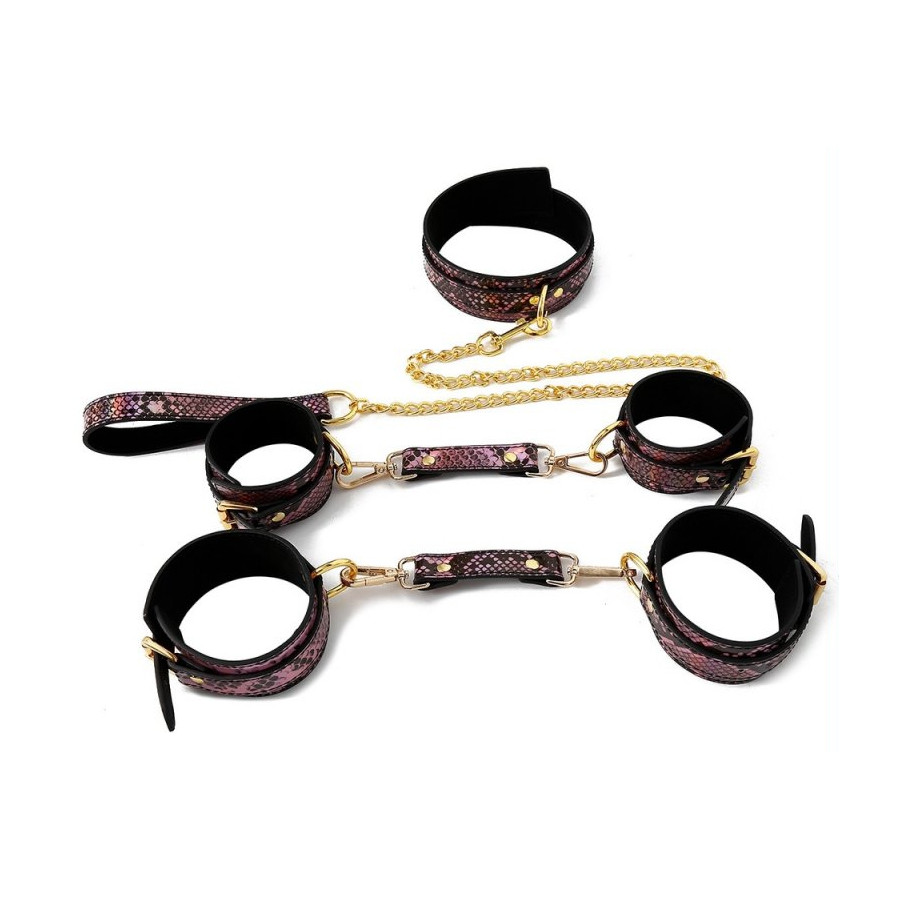 Kit Sm Snakine Collier et Menottes Noir-Rose
