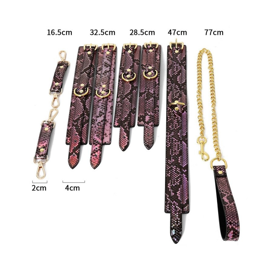 Kit Sm Snakine Collier et Menottes Noir-Rose