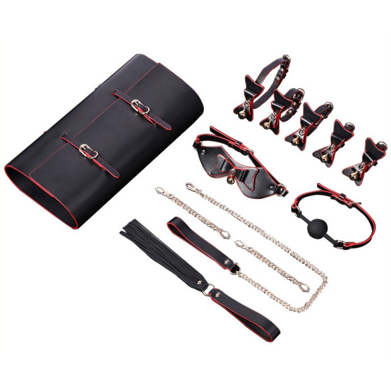 kit Bdsm Bells 6 pièces Noir-Rouge