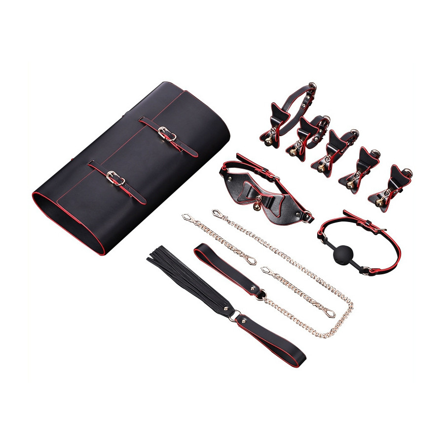 kit Bdsm Bells 6 pièces Noir-Rouge
