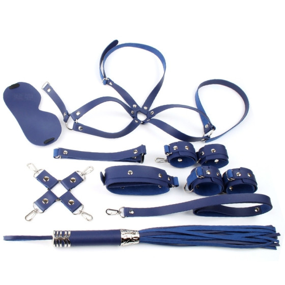 Coffret Bondage Sm Obedience 10 Pièces Bleu