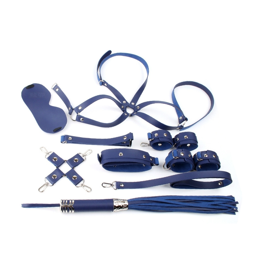 Coffret Bondage Sm Obedience 10 Pièces Bleu