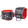Menottes rembourrées en cuir pour les chevilles Noir-Rouge