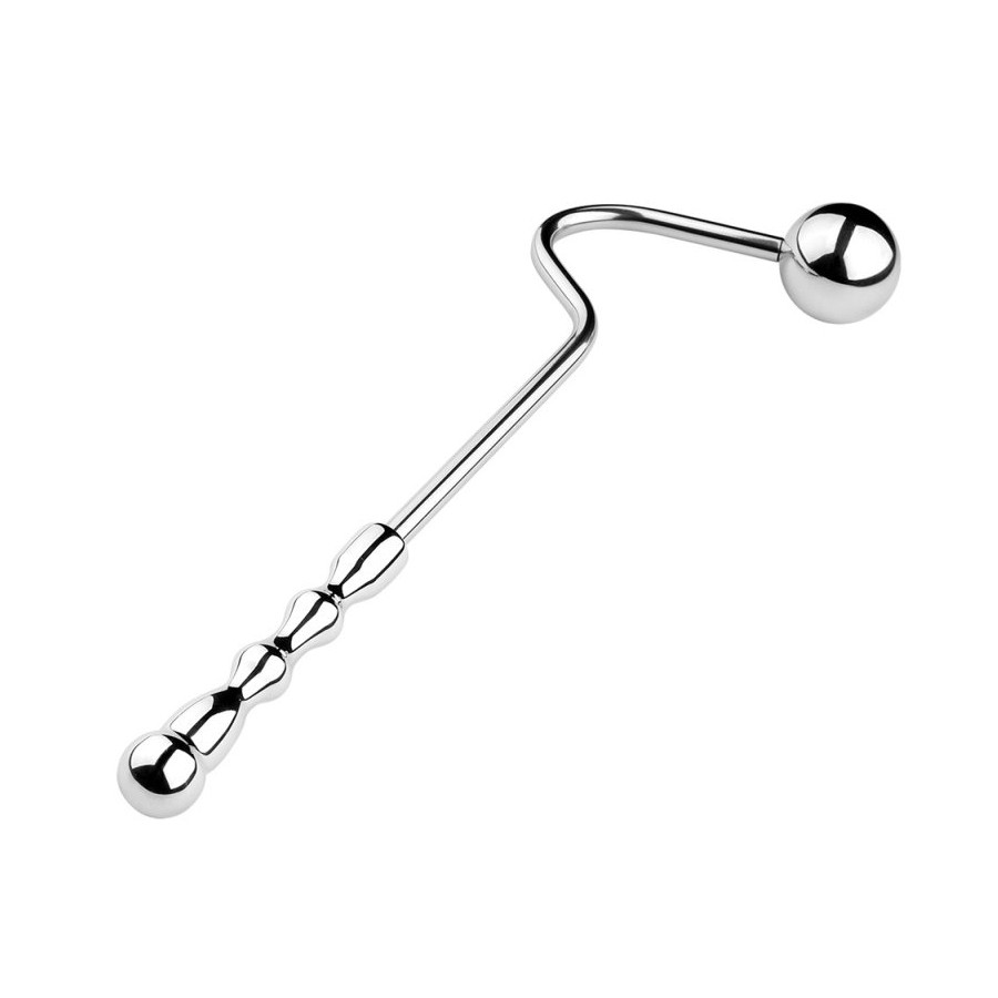 Crochet anal en métal avec poignée Double Ball 10cm