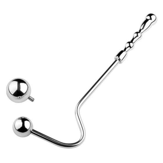 Crochet anal en métal avec poignée Double Ball 10cm