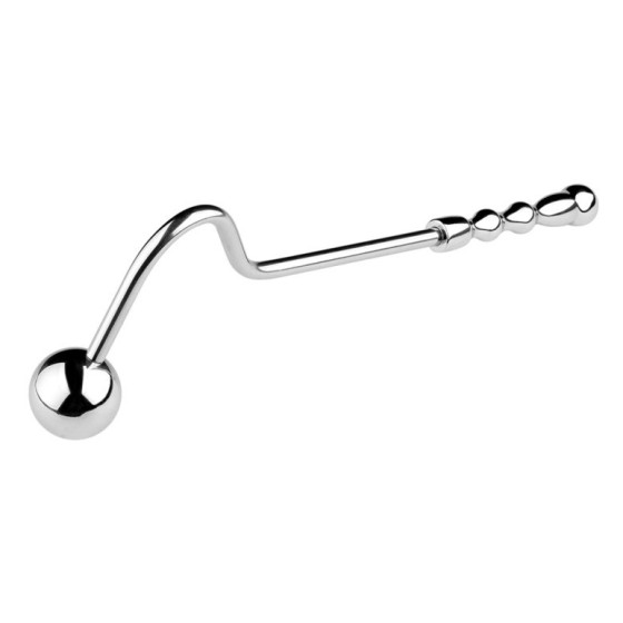 Crochet anal en métal avec poignée Double Ball 10cm