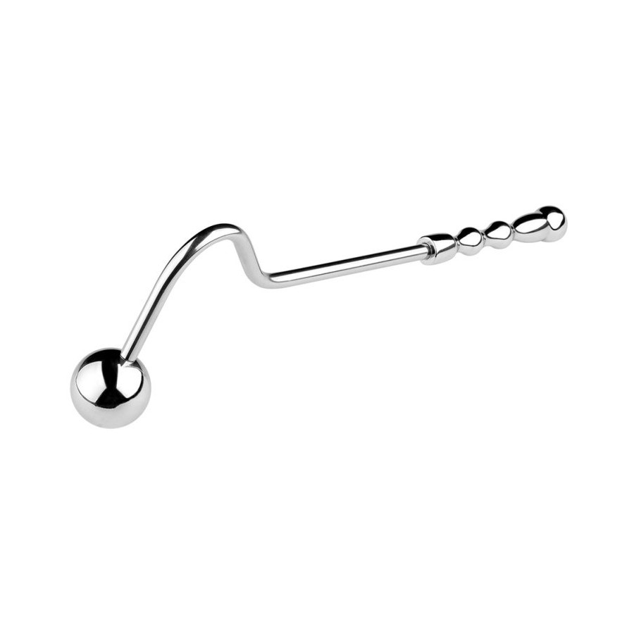 Crochet anal en métal avec poignée Double Ball 10cm