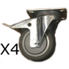 Roulettes avec frein Diamètre 10cm Qualité Pro x4