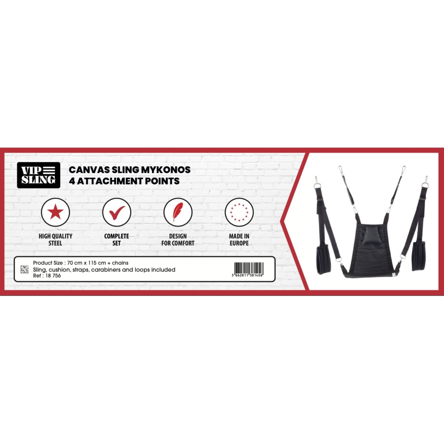 Sling en tissu Mykonos - Set complet -  4 Points Noir